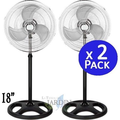 2 Stück Standventilatoren 18'' 45W, 3 Geschwindigkeiten und Höhenverstellbar mit Stabiler Basis, Ideal für Große Räume