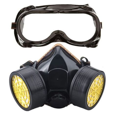 Masque Respiratoire, Kit Masque Protection Respiratoire Réutilisable, Anti Poussière, Anti Gaz Masque Chimique avec Lunettes de Protection pour Peinture Travaux, Bricolage Ponçage