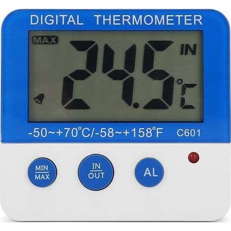 Thermomètre électronique d'intérieur extérieur - Grand écran LCD - Alarme haute/basse température (1/4)