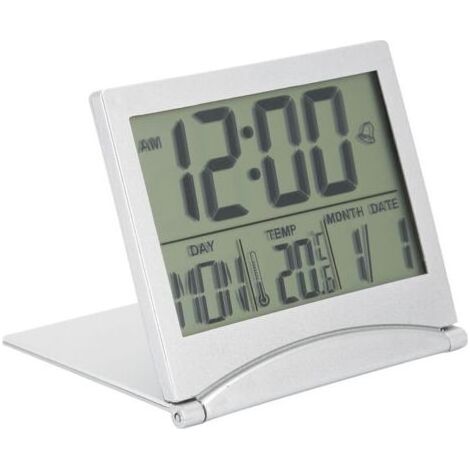 Réveil de bureau compact électronique calendrier pliable température minuterie horloge pour voyage (1/5)