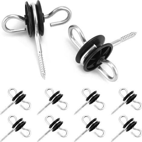 Lot de 10 Isolateur De Clôture Électrique, Double Crochet, Acier Carbone, Pour Poteau Bois (1/5)