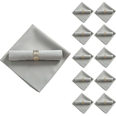 Set mit 10 Polyester-Servietten, 48 x 48 cm, silbergrau. Für Restaurants, Hochzeiten und Bankette. (1/5)