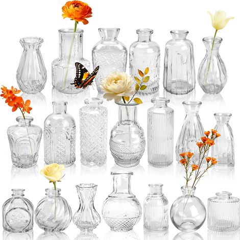 Lot de 20 vases en Verre Transparent pour Fleurs, centres de Table pour décorations de Mariage rustiques, Arrangements Floraux, décoration de Table d'intérieur (1/5)