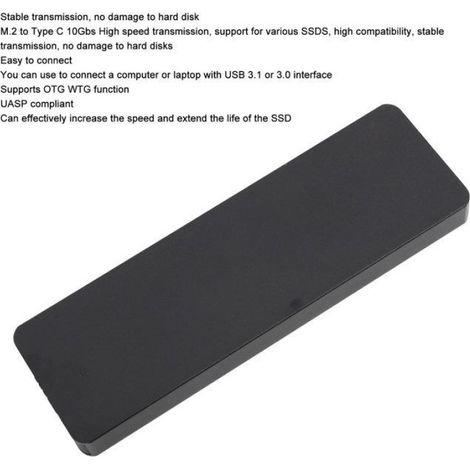 Boîtier disque dur SSD M.2 NGFF 10Gbps USB3.1 Type C avec câble données (SSD non inclus) (1/4)