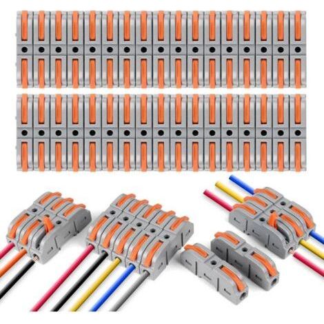 34 PCS Connecteurs Électriques Rapide avec Levier, Domino Electrique, Bornes de Connexion, 1-Fil 2-Entrées et Peut être Librement Combiné, domino electrique PA/PC Ignifuge (1/5)