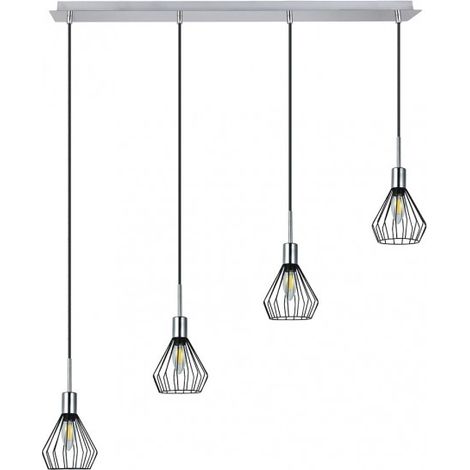 FAB 153594052 San Pietroburgo Pendente 4xe14 Nero/cromo Regx83x13 Cm