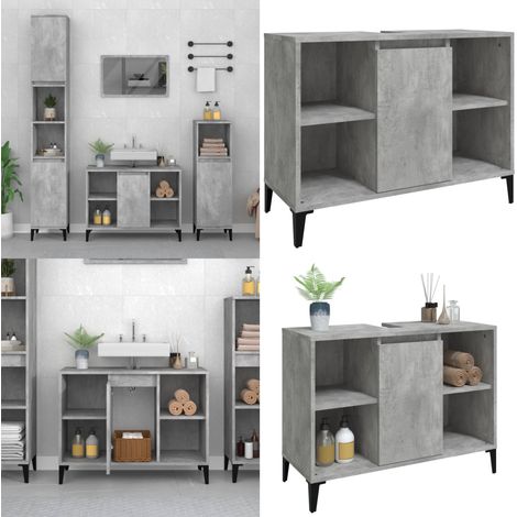 Waschbeckenunterschrank Betongrau 80x33x60 cm Holzwerkstoff - Waschbeckenunterschrank - Badezimmermöbel - Betongrau - Holzwerkstoff - Spiegelschrank - Home & Living