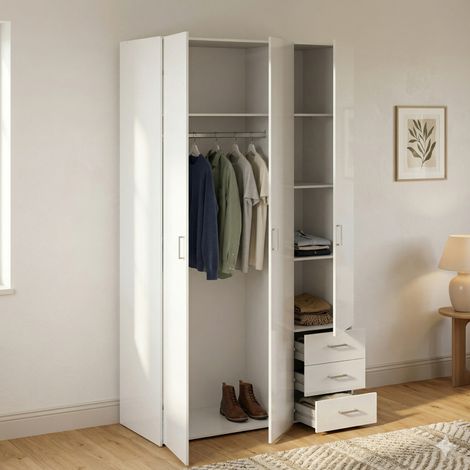 Dmora Kleiderschrank, Farbe Weiß 115,8 x 200,4 x 49,5 cm (1/5)