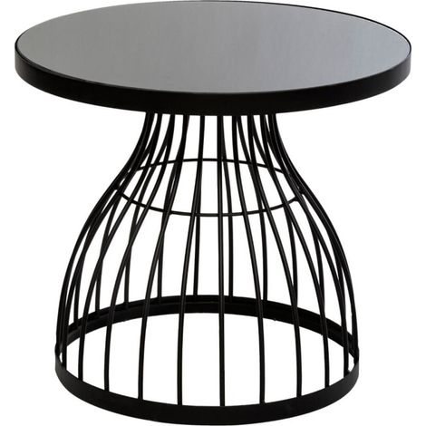 Table d'Appoint Design en Verre "Kushi" 55cm Noir