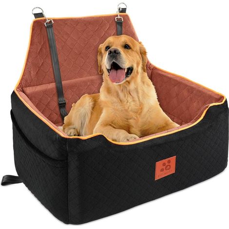 Siège rehausseur pour chien, lavable, pour chiens moyens/grands ou 2 petits, noir/marron (1/5)