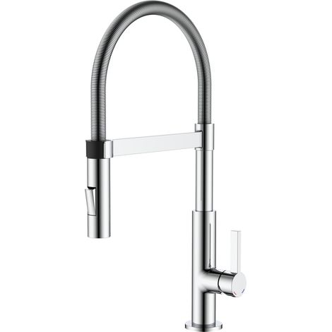 Miscelatore lavello cucina con molla e doccia doppio getto Pollini MAKY SPRING MXCUMC313CR  Cromo