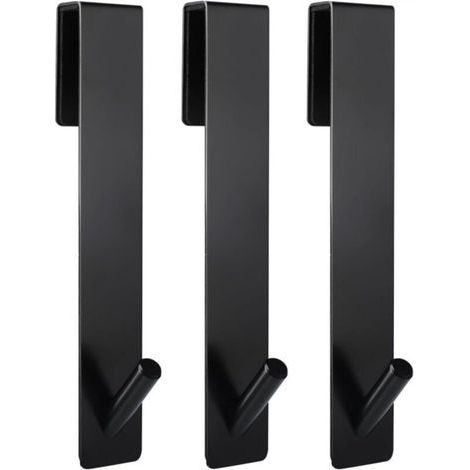 Crochets de porte allongés (18cm) pour porte de douche en verre sans cadre, crochets porte-serviettes, lot de 3,Noir (1/4)