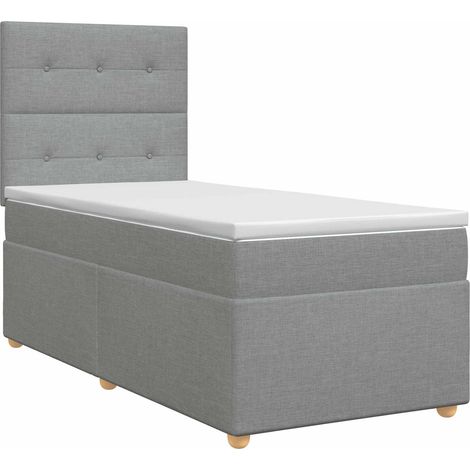 Letto box spring con materasso Grigio Chiaro Singolo Tessuto vidaXL (1/5)