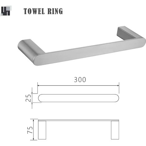 (Anneau porte-serviettes B) Brosse WC murale brossée, porte-papier toilette, barre porte-serviettes, porte-savon, étagères, accessoires de salle de bain en acier inoxydable (1/5)