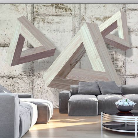 Papier peint trio gris - 200 x 140 cm (1/4)