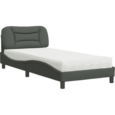 vidaXL Letto con Materasso Hvar Grigio Scuro 80x200 cm in Tessuto (1/5)