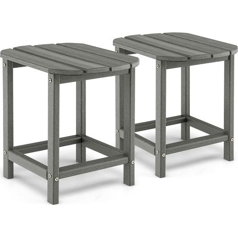 GOPLUS Table d'Appoint Jardin Exterieur en HDPE, Résistante aux Intempéries, Petite Table de Balcon avec Plateau en Lattes, pour Piscine Charge 91KG, 48 x 37 x 46 cm (1/5)