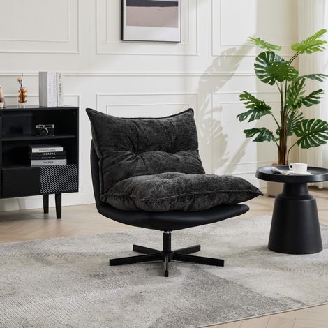 Fauteuil pivotant inclinable 3 positions (95°/110°/125°), similicuir griffes chat, mémoire de forme, métal noir, gris foncé 81x71-106x60-79cm - Gris (1/5)