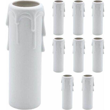 Paquet de 9 bougies gouttes gouttes en plastique couvre les tubes pour lustre lumière pendants luminaires blanc (1/5)