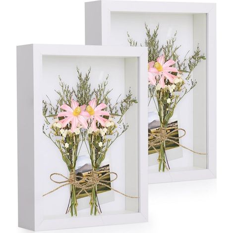 2er 3D Bilderrahmen zum Befüllen A4 20x30cm Weiß mit Echtglas (1/5)