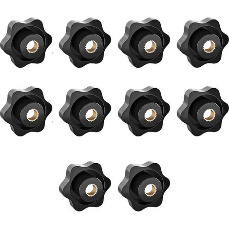 10 - Écrou À Poignée - Bouton De Serrage - Filetage M10 - Noyau En Cuivre - Noir - Pour Machines-Outils Meubles Appareils De Fitness