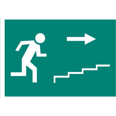 Señal evacuación luminiscente de solo pictorama Salida Escalera derecha (subida)                                                   Señal PVC luminiscente       297X210