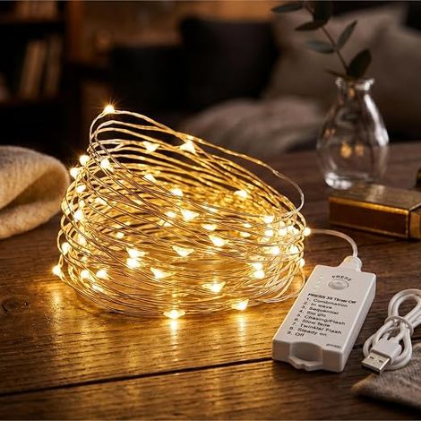 Rechargeable Indoor Fairy Lights, 5 m, 50 LEDs, 8 Modes (1/5)