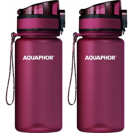Filterflasche mit Aquaphor City Kartuschen 0,35 l, klein für Kinder, 2x Burgunderrot (1/5)
