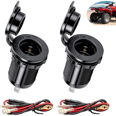 2 Pièces Allume Cigare Voiture, Prise 12v Voiture, Prise Allume Cigare Marine Étanche Adaptateur Étanche avec Câble 1 m et Fusible Métallique, pour Moto, Bateau, Camping-Car, Marine, VTT, Tracteur (1/5)