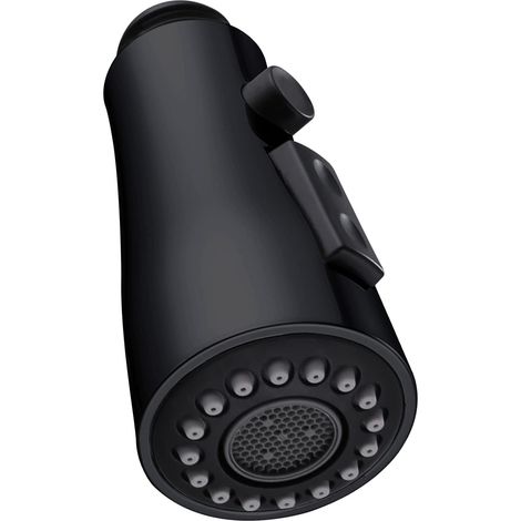 Soffione doccia orientabile per lavello da cucina, raccordo filettato esterno G 1/2 pollice, ricambio per rubinetto, con modalità getto d'acqua e pausa, nero opaco.