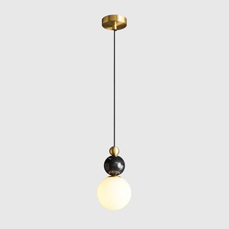 Suspension sphérique en marbre Noir avec Abat-Jour Boule en Verre, Mini Lampe de Chevet à Suspension, culot G9, éclairage d'intérieur pour Salon et Salle à Manger. (1/5)