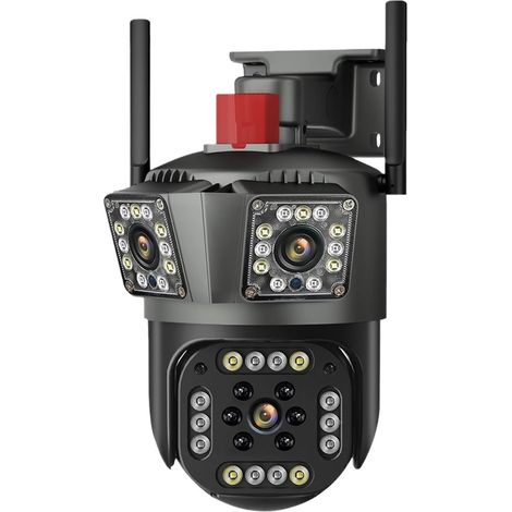 Caméra de sécurité à Domicile Caméra IP 6K 12MP PTZ, Trois écrans, Zoom 8X, Protection de sécurité, détection Humaine de Mouvement, vidéosurveillance IP extérieure, survalance(6K 12MP add 128G) (1/5)