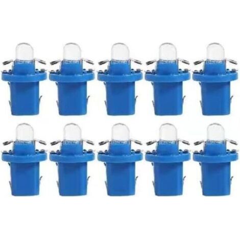 Lot de 10 ampoules LED T5 Lampe avec Support,Ampoules 12V BAX10d B8.5D Ampoule Tableau de Bord pour Voiture et Moto -bleu (1/4)