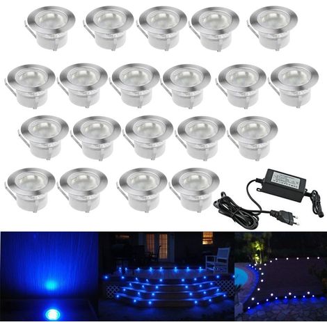 10 Spot LED Eclairage Extérieur Encastrable Sol Terrasse Bois,45mm Spots Encastré Extérieur Fait en IP67 DC12V 1W Avec Alimentation EU Pour Jardin Escalier Patio RGB (1/5)