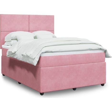 Giroletto a Molle con Materasso Rosa 140x190 cm in Velluto vidaXL (1/5)