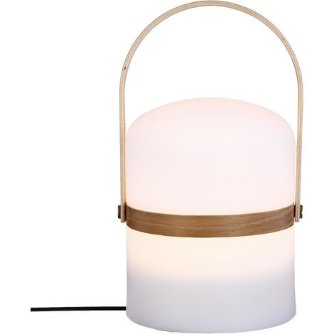 LED-Laterne für Drinnen und Draußen – Aufladung per USB – Farbe Weiß und Holz  - Atmosphera