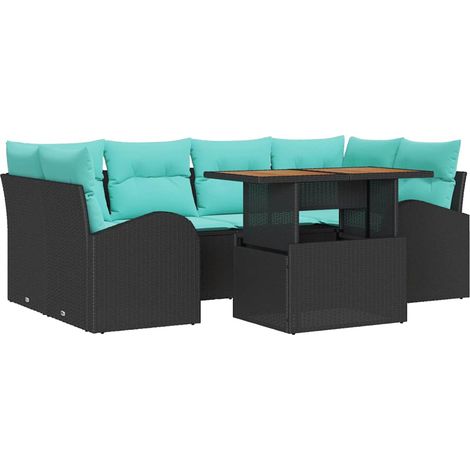 Garden Sofa Set with Storage 7 pcs Black Poly rattan vidaXL (1/5)