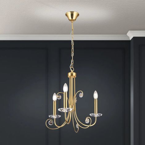 [GEBRAUCHT] B-Ware Orion Kronleuchter Deckenleuchte Ariane Kristall Lampe Goldfarben 3 Flammig 50cm