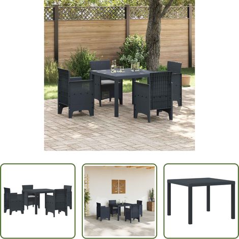 Garten Stühle - Garten Essgruppe 5 pcs Anthrazit Polypropylen (1/5)