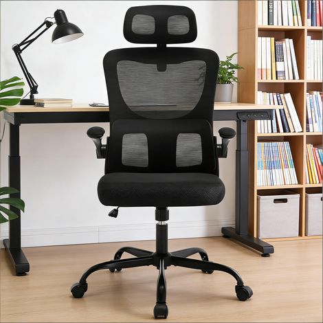 Chaise de bureau dossier haut respirante confortable à roulettes