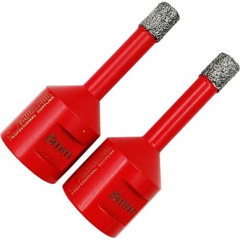 Forets diamant 2 pièces 8 mm – Trépans M14 pour perçage à sec – Longueur 60 mm – Pour carrelage, marbre et granite (1/4)