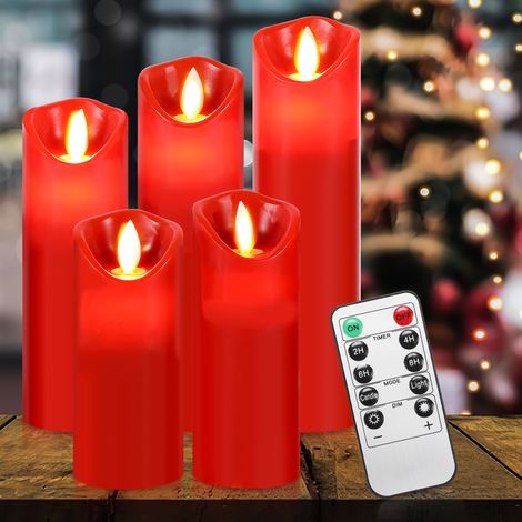 Jiubiaz Velas LED. Lote de 10 velas decorativas. Vela sin llama con mando a distancia de 10 teclas. Llama LED parpadeante roja.