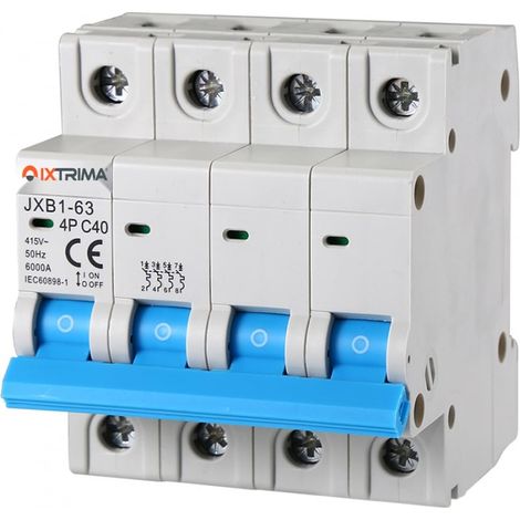 Interrupteur magnétothermique automatique 4P 40A 380V 6kA MCB C40 occupe 4 modules DIN (1/5)