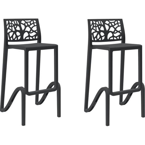 Sgabello bar impilabile alto H. seduta 75 cm TETI Nero set 2 pezzi (1/2)