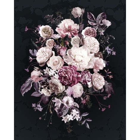 Papier peint panoramique romantique Bouquet Noir (1/3)