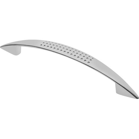 Poignée de Meuble UZ-05, Entraxe 128 mm, Longueur 164 mm, Surface Texturée à Picots, en Zamak Finition Aluminium, pour Porte de Placard, Tiroir de Cuisine et Commode