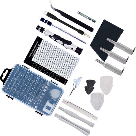 Kit d'outils de réparation de téléphones portables 123 en 1 CRV, tournevis, kit de démontage de montres, quincaillerie industrielle, noir et gris, 4 mm (1/5)