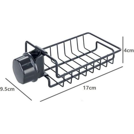 Organiseur D'évier Noir, Porte Éponge Robinet, Espace De Rangement Pour Le Liquide Vaisselle Et L'éponge, Fixation Facile Sur L'évie (1/5)