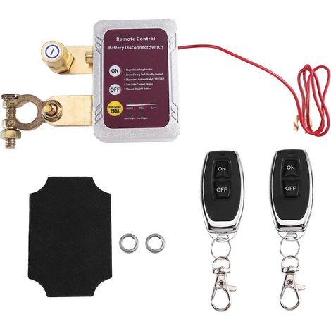 Interrupteur de déconnexion de batterie à distance 12 V/24 V 240 A, interrupteur d'arrêt automatique pour batterie de voiture, couleur argent (1/5)