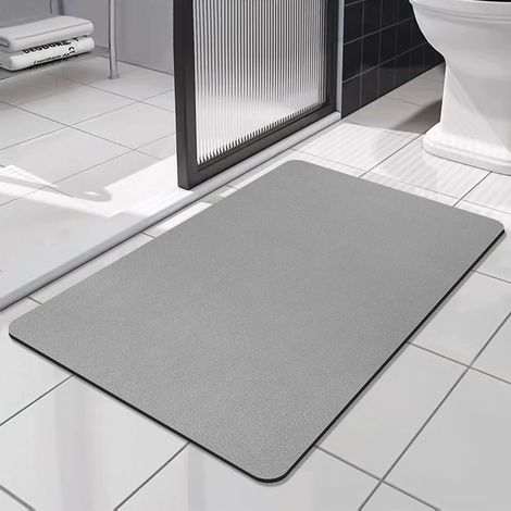 Tapis de bain antidérapant et super absorbant en terre de diatomées, 4060cm, doux et à séchage rapide, gris. (1/5)